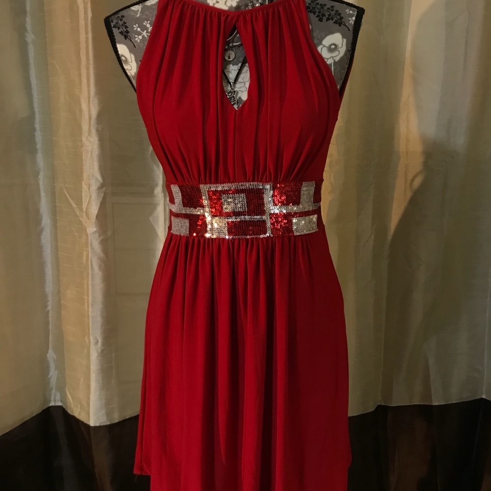 Red blousy dress